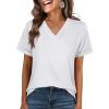 imageANRABESS Womens T Shirts Short Sleeve V Neck Shirts Summer Loose Fit Dressy Tops Business Casual Blouses 2026 Basic TeesWhite