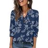 imageANRABESS Womens Tops 34 Sleeve Casual Henley Shirts V Neck Buttons Dressy Work Business Blouses 2026 Spring Trendy ClothesDark Navy Floral