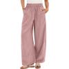 imageANRABESS Womens Wide Leg Linen Pants Summer Boho Casual Elastic Waist Long Lounge Travel Pants Trousers with PocketsPink