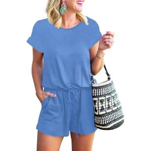 imageANRABESS Rompers for Women Summer 2026 Casual Dressy One Piece Tshirt Short Pants Jumpsuit Beach Vacation Outfit Clothes04 Sky