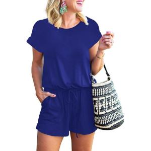 imageANRABESS Rompers for Women Summer 2026 Casual Dressy One Piece Tshirt Short Pants Jumpsuit Beach Vacation Outfit ClothesBlue