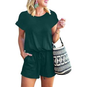 imageANRABESS Rompers for Women Summer 2026 Casual Dressy One Piece Tshirt Short Pants Jumpsuit Beach Vacation Outfit ClothesDeep Green