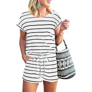 imageANRABESS Rompers for Women Summer 2026 Casual Dressy One Piece Tshirt Short Pants Jumpsuit Beach Vacation Outfit ClothesWhite Black
