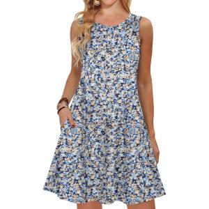 imageANRABESS Summer Dresses for Women Beach Floral Tshirt Sundress Loose Casual Boho Tank Dress with Pocket Vacation OutfitsFloral Blue Yellow