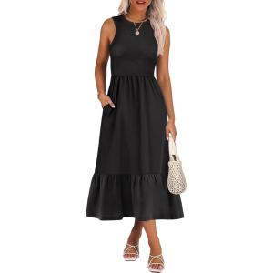 imageANRABESS Women Midi Dresses 2026 Summer Casual Sleeveless Sundress High Neck Tank Top Racerback Flowy Beach Dress  PocketsBlack