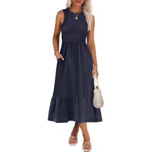 imageANRABESS Women Midi Dresses 2026 Summer Casual Sleeveless Sundress High Neck Tank Top Racerback Flowy Beach Dress  PocketsNavy Blue