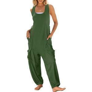 imageANRABESS Women Overalls Jumpsuits Loose Casual Dressy Sleeveless Baggy Harem Pants Romper Jumpers 2026 Trendy Summer OutfitsGrass