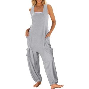 imageANRABESS Women Overalls Jumpsuits Loose Casual Dressy Sleeveless Baggy Harem Pants Romper Jumpers 2026 Trendy Summer OutfitsLight Grey