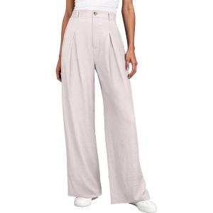 imageANRABESS Women Wide Leg Dress Pants 2026 Summer High Waisted Business Casual Work Trousers Dressy Office Palazzo Pants SlacksBeige
