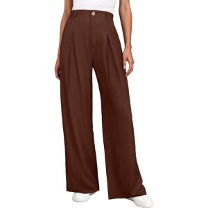 imageANRABESS Women Wide Leg Dress Pants 2026 Summer High Waisted Business Casual Work Trousers Dressy Office Palazzo Pants SlacksCoffee
