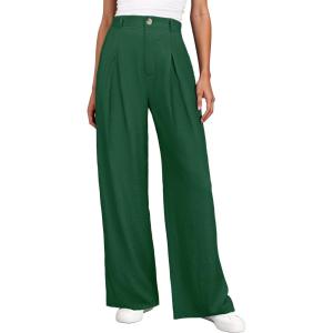 imageANRABESS Women Wide Leg Dress Pants 2026 Summer High Waisted Business Casual Work Trousers Dressy Office Palazzo Pants SlacksGreen Forest