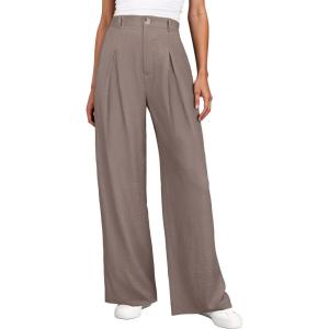imageANRABESS Women Wide Leg Dress Pants 2026 Summer High Waisted Business Casual Work Trousers Dressy Office Palazzo Pants SlacksLight Brown