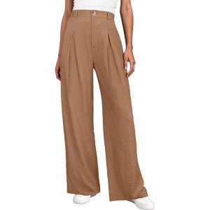 imageANRABESS Women Wide Leg Dress Pants 2026 Summer High Waisted Business Casual Work Trousers Dressy Office Palazzo Pants SlacksTan