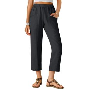 imageANRABESS Womens Capri Pants 2026 Summer Casual Elastic High Waisted Lounge Cropped Tapered Ankle Beach Trousers Work OutfitsBlack