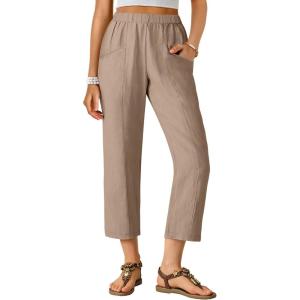 imageANRABESS Womens Capri Pants 2026 Summer Casual Elastic High Waisted Lounge Cropped Tapered Ankle Beach Trousers Work OutfitsKhaki