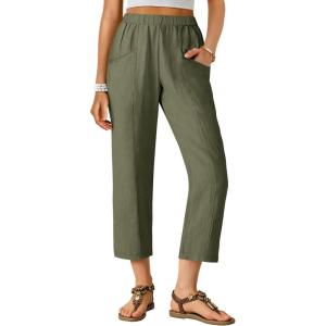 imageANRABESS Womens Capri Pants 2026 Summer Casual Elastic High Waisted Lounge Cropped Tapered Ankle Beach Trousers Work OutfitsOlive Green