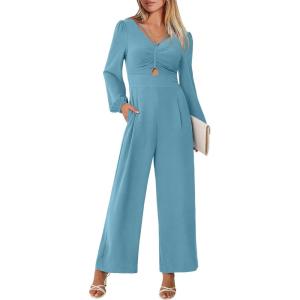 imageANRABESS Womens Jumpsuits Dressy Long Sleeve Wide Leg V Neck Pants Rompers 2026 Fall Formal One Piece Wedding Guest OutfitsLake