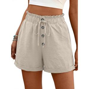 imageANRABESS Womens Shorts Casual Summer High Waisted Elastic Drawstring Comfy Lounge Wide Leg Short Pants Beach Vacation ClothesLight Yellow