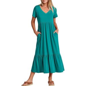 imageANRABESS Womens Summer Casual Short Sleeve T Shirts Maxi Dress Flowy V Neck Tiered Beach Vacation Sundress 2026 OutfitsLake