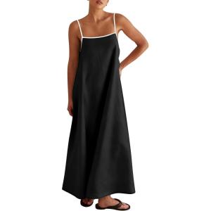 imageANRABESS Womens Summer Maxi Dress Casual Spaghetti Straps Sundress Flowy Long Dresses with Pocket 2026 Beach Vacation OutfitsBlack