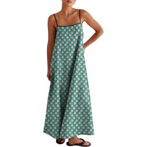 imageANRABESS Womens Summer Maxi Dress Casual Spaghetti Straps Sundress Flowy Long Dresses with Pocket 2026 Beach Vacation OutfitsFloral Green