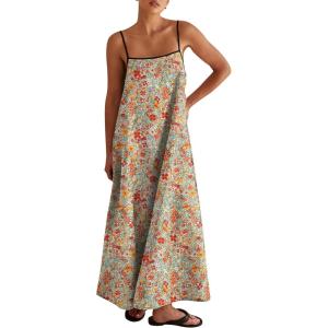 imageANRABESS Womens Summer Maxi Dress Casual Spaghetti Straps Sundress Flowy Long Dresses with Pocket 2026 Beach Vacation OutfitsFloral Orange Red