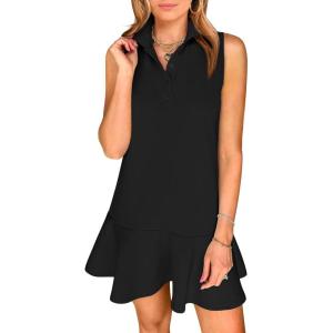 imageANRABESS Womens Summer Mini Dresses Polo Sleeveless Shift Short Dress Tennis Golf Athletic Casual Travel Vacation ClothesBlack