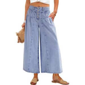imageANRABESS Womens Wide Leg Barrel Jeans 2026 Fashion Spring Baggy High Waisted Trendy Cropped Flowy Denim Pants with PocketsLight Blue