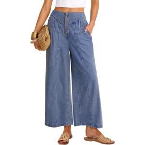 imageANRABESS Womens Wide Leg Barrel Jeans 2026 Fashion Spring Baggy High Waisted Trendy Cropped Flowy Denim Pants with PocketsWater Blue