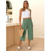 imageANRABESS Capris Pants for Women Summer Casual Loose Flowy High Waisted Smocked Palazzo 2026 Lounge Beach Cropped TrousersGrass Green