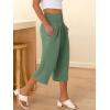 imageANRABESS Capris Pants for Women Summer Casual Loose Flowy High Waisted Smocked Palazzo 2026 Lounge Beach Cropped TrousersGrass Green