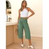 imageANRABESS Capris Pants for Women Summer Casual Loose Flowy High Waisted Smocked Palazzo 2026 Lounge Beach Cropped TrousersGrass Green