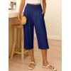 imageANRABESS Capris Pants for Women Summer Casual Loose Flowy High Waisted Smocked Palazzo 2026 Lounge Beach Cropped TrousersNavy Blue