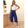 imageANRABESS Capris Pants for Women Summer Casual Loose Flowy High Waisted Smocked Palazzo 2026 Lounge Beach Cropped TrousersNavy Blue