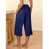 imageANRABESS Capris Pants for Women Summer Casual Loose Flowy High Waisted Smocked Palazzo 2026 Lounge Beach Cropped TrousersNavy Blue