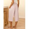 imageANRABESS Capris Pants for Women Summer Casual Loose Flowy High Waisted Smocked Palazzo 2026 Lounge Beach Cropped TrousersParchment
