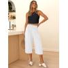 imageANRABESS Capris Pants for Women Summer Casual Loose Flowy High Waisted Smocked Palazzo 2026 Lounge Beach Cropped TrousersWhite