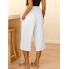 imageANRABESS Capris Pants for Women Summer Casual Loose Flowy High Waisted Smocked Palazzo 2026 Lounge Beach Cropped TrousersWhite