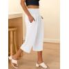 imageANRABESS Capris Pants for Women Summer Casual Loose Flowy High Waisted Smocked Palazzo 2026 Lounge Beach Cropped TrousersWhite