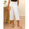 imageANRABESS Capris Pants for Women Summer Casual Loose Flowy High Waisted Smocked Palazzo 2026 Lounge Beach Cropped TrousersWhite