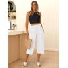 imageANRABESS Capris Pants for Women Summer Casual Loose Flowy High Waisted Smocked Palazzo 2026 Lounge Beach Cropped TrousersWhite