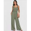 imageANRABESS Jumpsuits for Women Dressy Casual Smocked Sleeveless Wide Leg Longe Rompers One Piece 2026 Summer Vacation OutfitsOlive