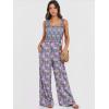 imageANRABESS Jumpsuits for Women Dressy Casual Smocked Sleeveless Wide Leg Longe Rompers One Piece 2026 Summer Vacation OutfitsPurple Flora