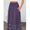 imageANRABESS Maxi Skirts for Women 2026 Summer Boho Long Flowy Floral Elastic High Waist Skirt Casual Travel Skirt with PocketsDeep Purple Floral
