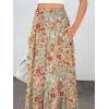 imageANRABESS Maxi Skirts for Women 2026 Summer Boho Long Flowy Floral Elastic High Waist Skirt Casual Travel Skirt with PocketsOrange Red Floral