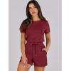 imageANRABESS Romper for Women Short Sleeve Summer Tshirt One Piece Jumpsuit Beach Vacation Travel Outfits 2026 Dressy ClothesBurgundy