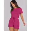 imageANRABESS Romper for Women Short Sleeve Summer Tshirt One Piece Jumpsuit Beach Vacation Travel Outfits 2026 Dressy ClothesHot Pink