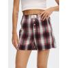 imageANRABESS Shorts for Women 2026 Summer Casual Lounge Pajama Sleep Gingham Boxer Shorts Soft Comfy Beach Pj Bottoms Pockets Red Black Plaid XLarge