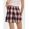 imageANRABESS Shorts for Women 2026 Summer Casual Lounge Pajama Sleep Gingham Boxer Shorts Soft Comfy Beach Pj Bottoms Pockets Red Black Plaid XLarge