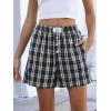 imageANRABESS Shorts for Women 2026 Summer Casual Lounge Pajama Sleep Gingham Boxer Shorts Soft Comfy Beach Pj Bottoms PocketsBlack White Plaid
